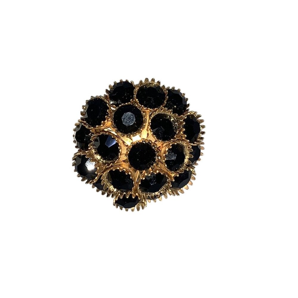 Vintage Gold Tone Faceted Rhinestone Clip On Earrings (1765) - Picture 6 of 11